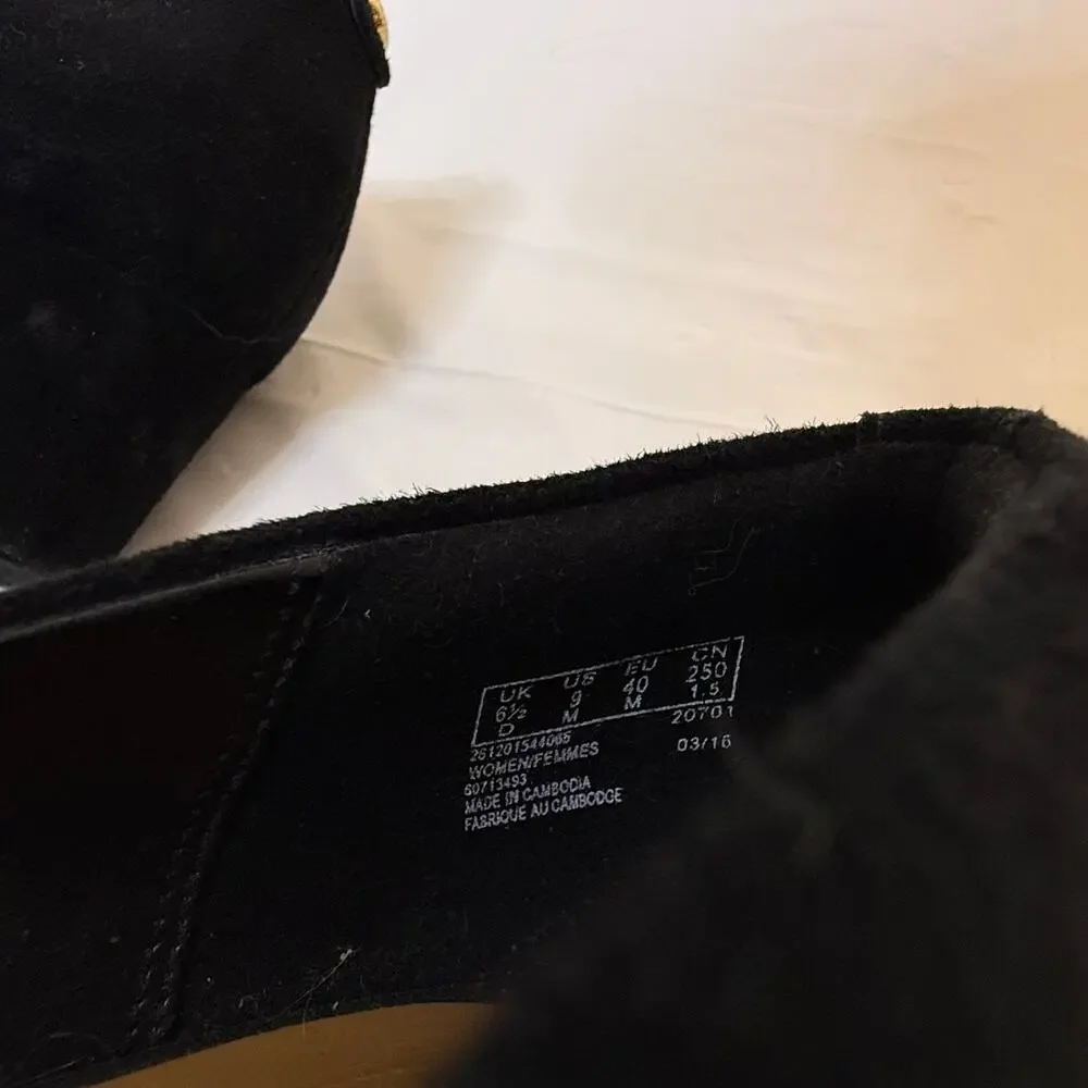 Clarks Artisan Black Suede Wedge Pumps Sz 9M - Picture 9 of 9